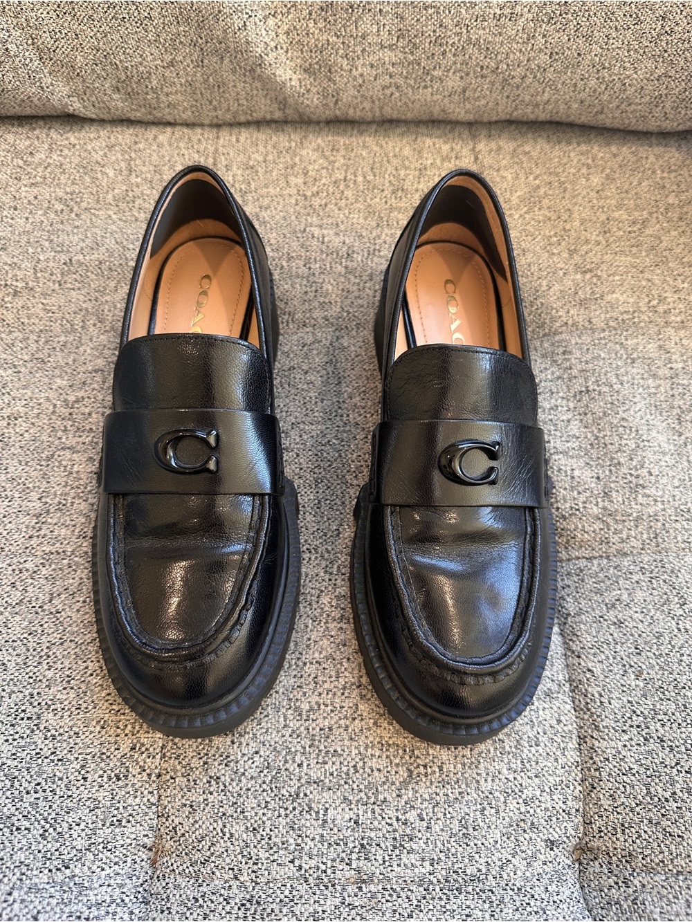 Coach Black Leather chunky Loafers